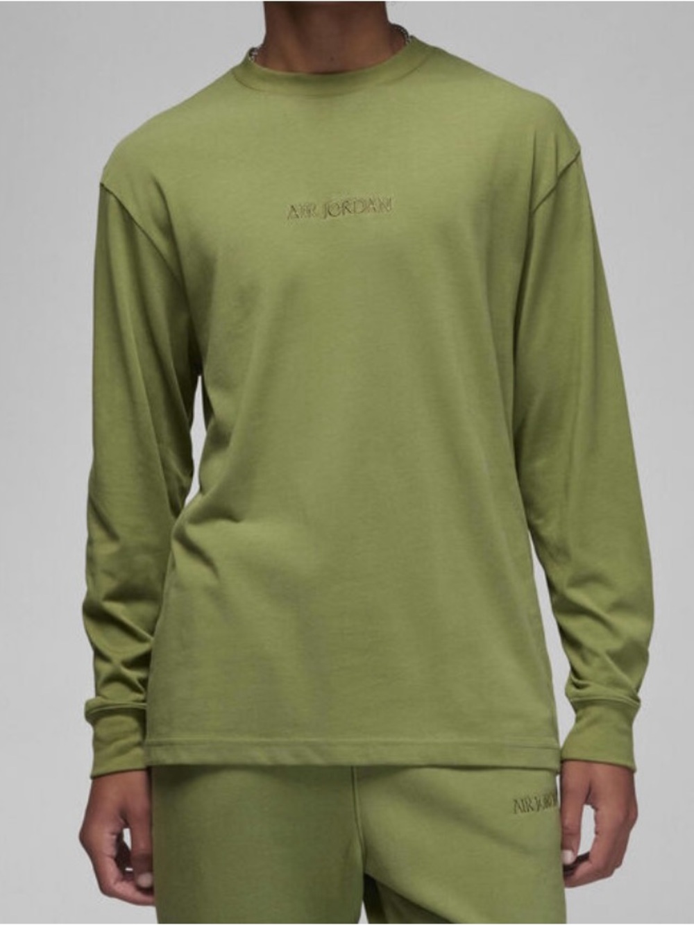 Jordan Wordmark French Terry Men's Long-Sleeve T-Shirt FJ0702-340 Light Olive S